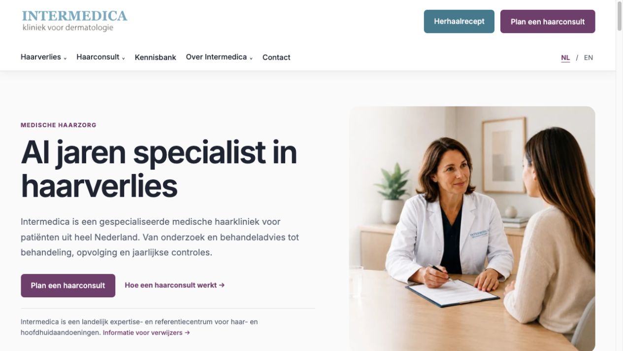 The Intermedica website rebuilt by FaRbrix
